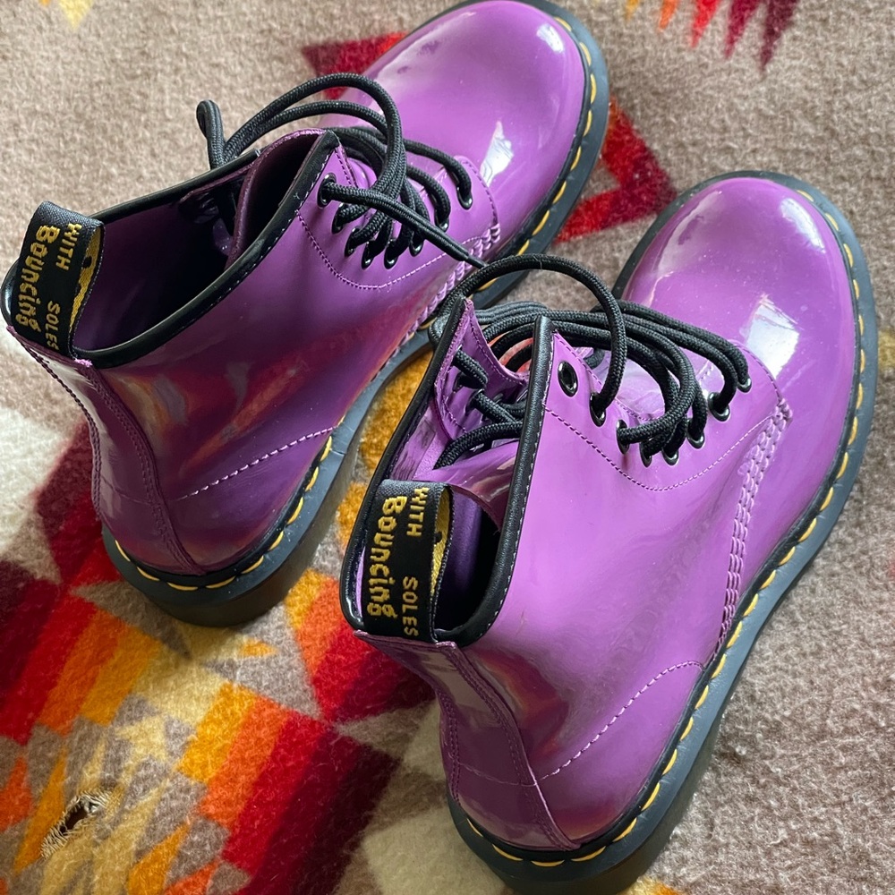 Dr. Martens Purple Patent Leather Women’s Boots! Punk Rock Christmas Gift!!